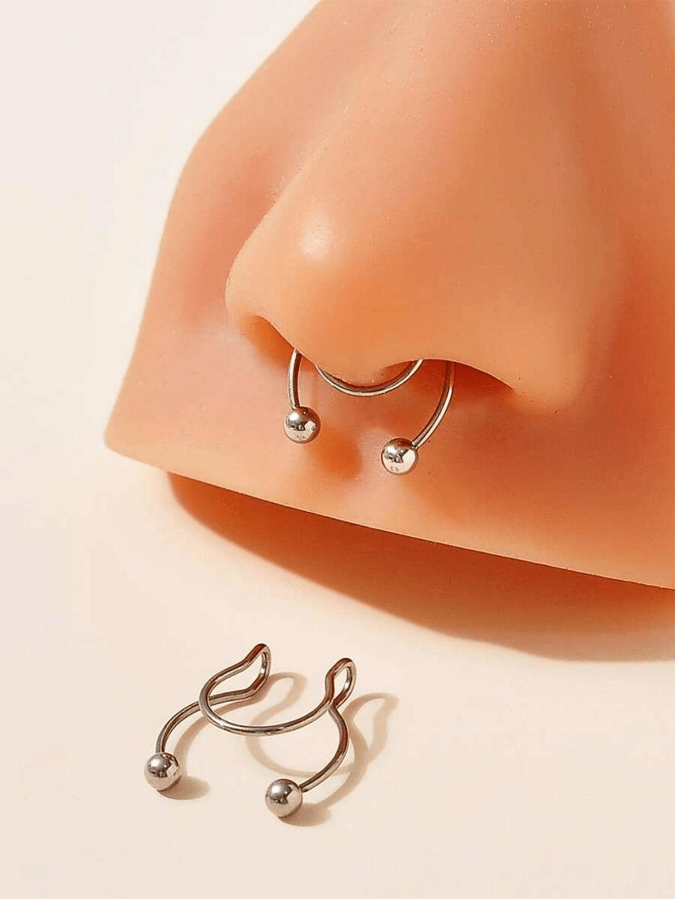 Body Jewelry Septum - 2pcs Stainless Steel Clip-On Septum Hoop