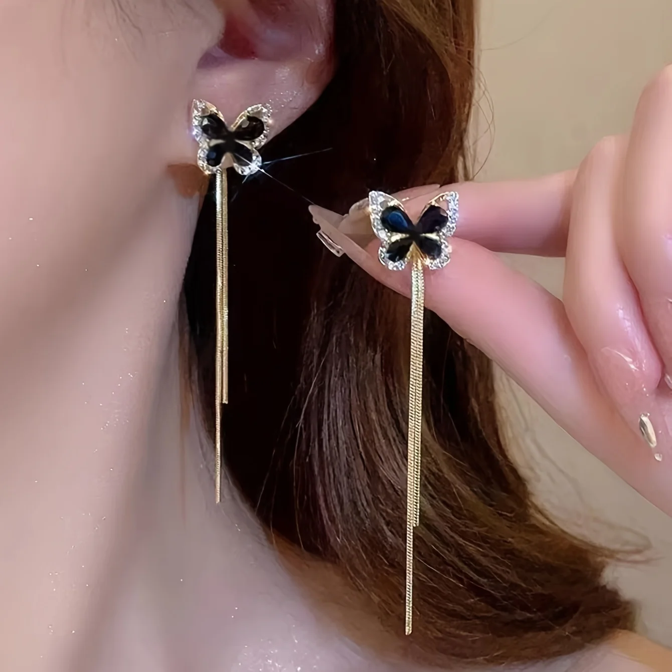 Body Jewelry High Quality - [NEW] A 2pcs, black butterfly long