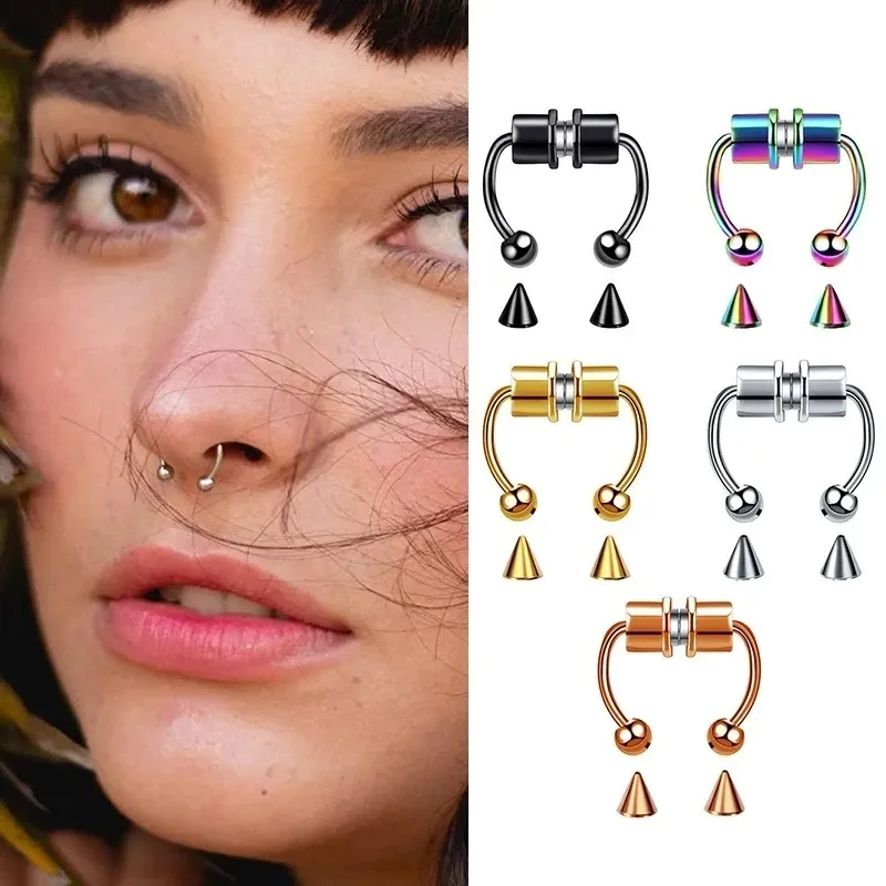 1/2/3Pcs Fake Magnetic Nose Ri - مراجعة Body Jewelry Septum وسعره