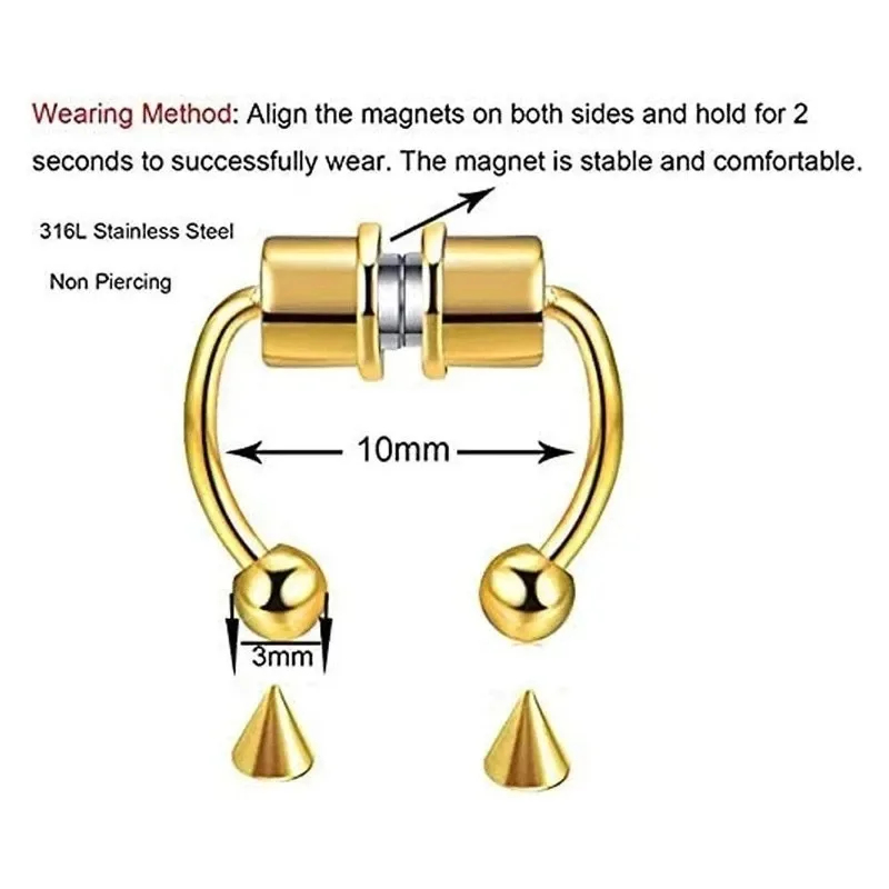 1/2/3Pcs Fake Magnetic Nose Ri - مراجعة Body Jewelry Septum وسعره