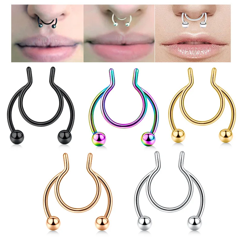 U Shaped Fake Nose Ring Hip Ho - مراجعة Body Jewelry Septum وسعره
