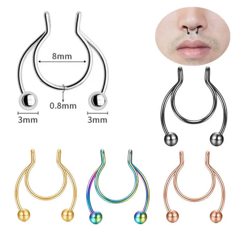 U Shaped Fake Nose Ring Hip Ho - مراجعة Body Jewelry Septum وسعره