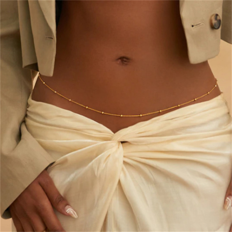 Girls Simple Beaded Belly Chai - مراجعة Body Jewelry Gold وسعره
