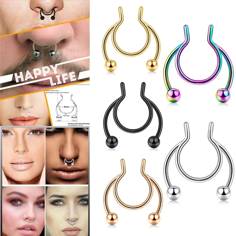 2pcs Stainless Steel Fake Sept - مراجعة Body Jewelry Septum وسعره