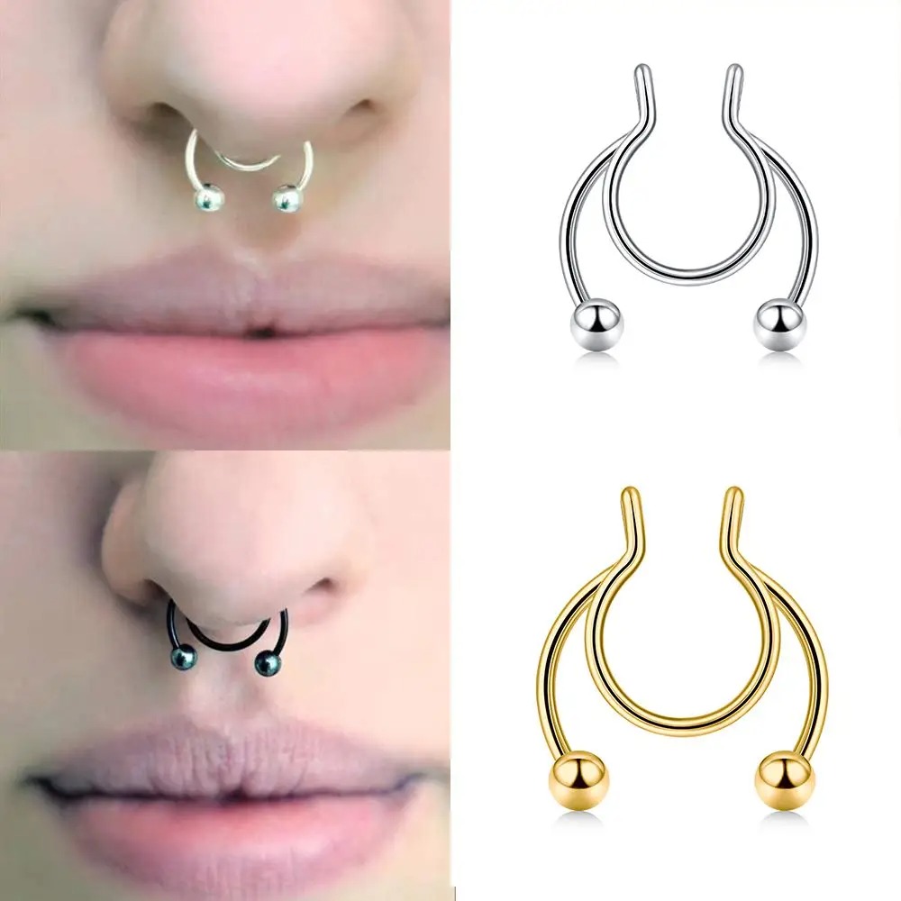 2pcs Stainless Steel Fake Sept - مراجعة Body Jewelry Septum وسعره