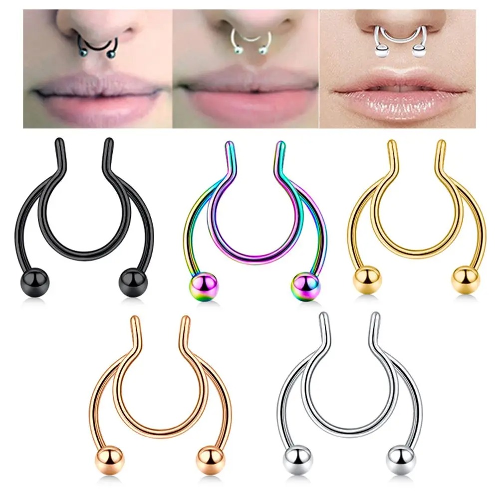 2pcs Stainless Steel Fake Sept - مراجعة Body Jewelry Septum وسعره