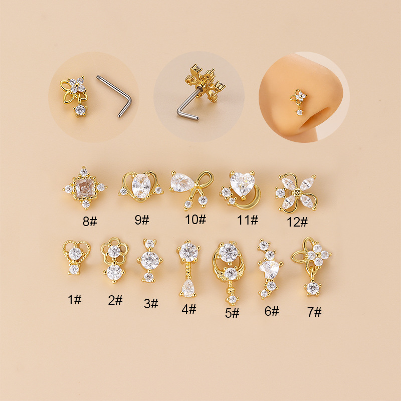 20G L-Shaped Cubic Zircon Nose - مراجعة Body Jewelry Septum وسعره