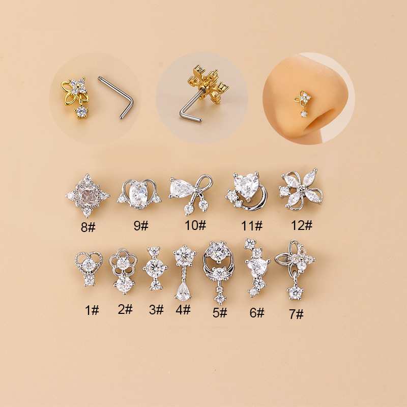 20G L-Shaped Cubic Zircon Nose - مراجعة Body Jewelry Septum وسعره