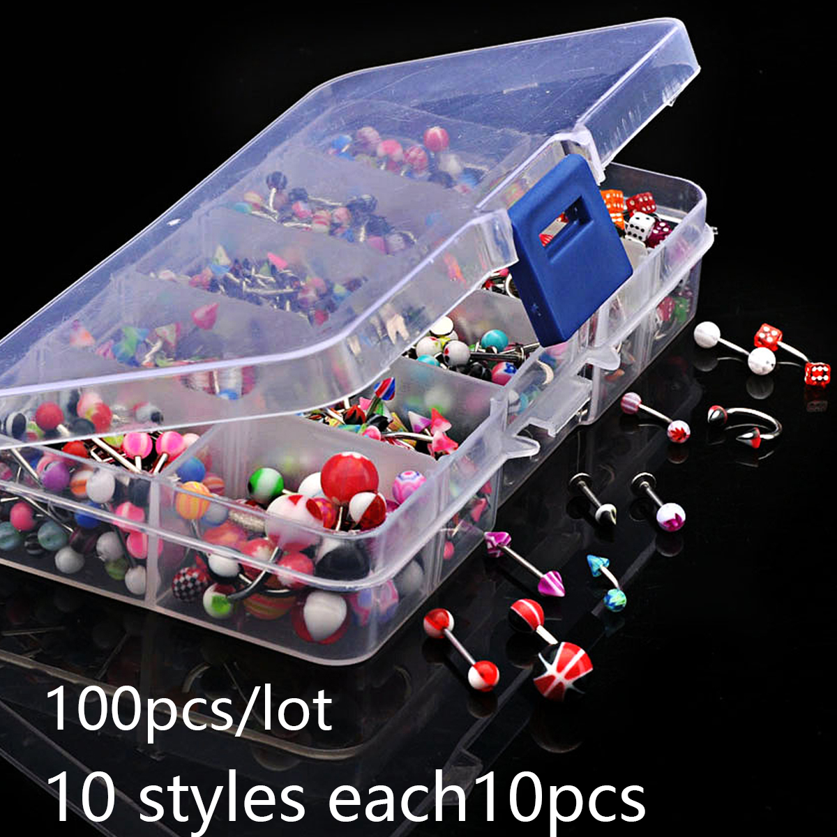 45/80/110Pcs Mix Styles Stainl - مراجعة Body Jewelry Display Case وسعره