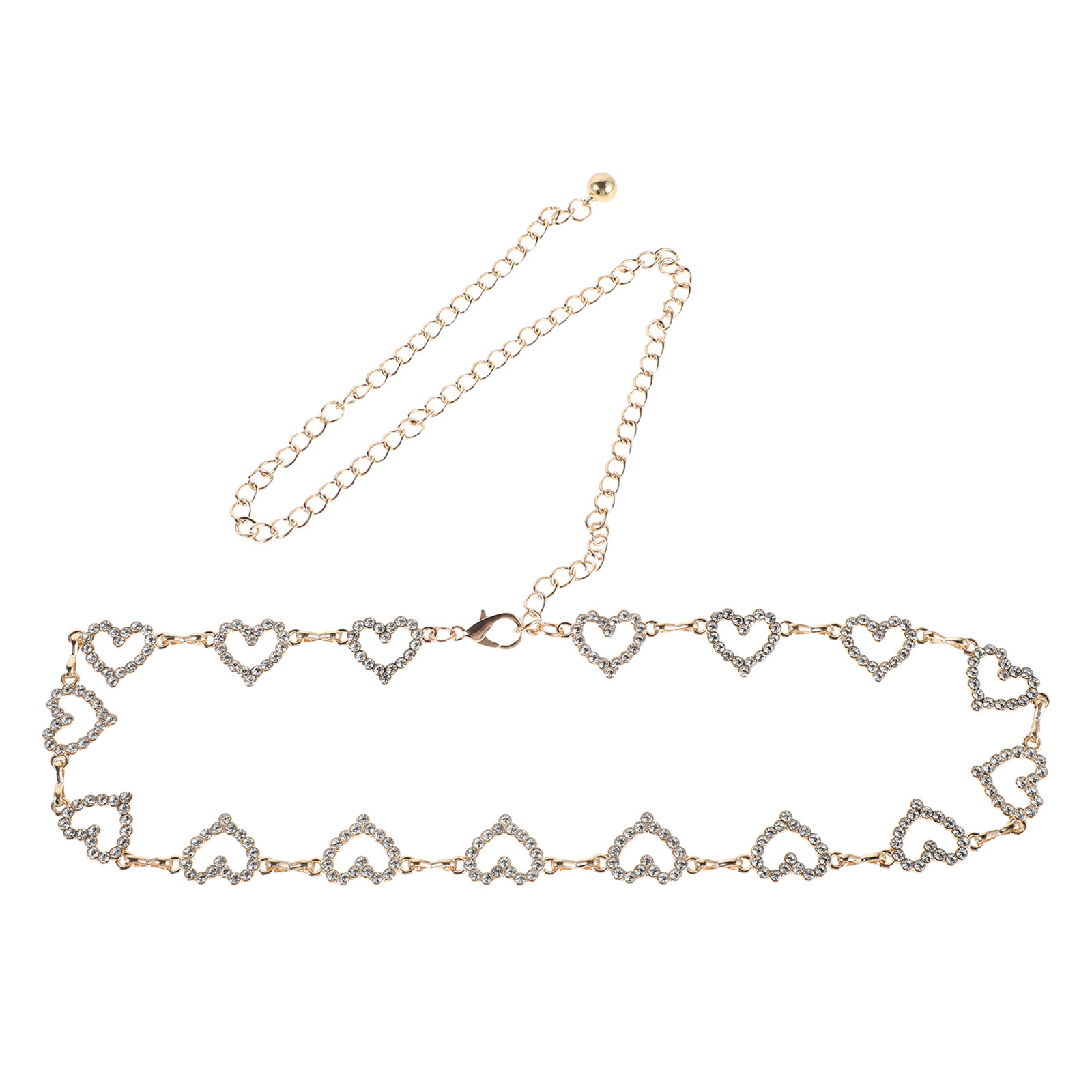 Women Heart Rhinestone Waist C - مراجعة Body Jewelry Waist Chains وسعره