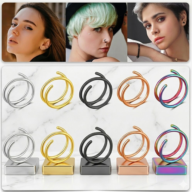 1PC Stainless Steel 316 Double - مراجعة Body Jewelry Septum وسعره