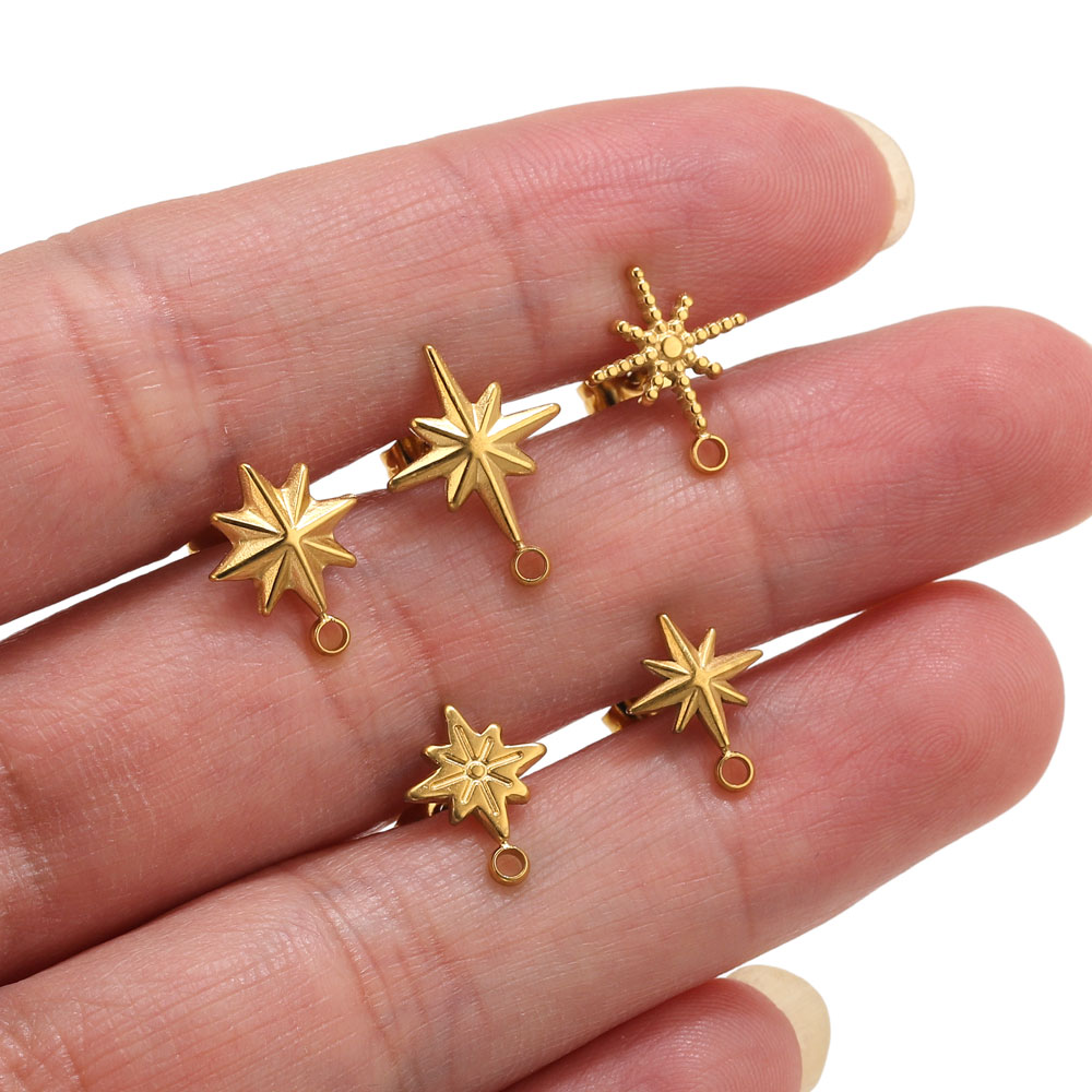 6pcs Stainless Steel Star Earr - مراجعة Body Jewelry Gold وسعره