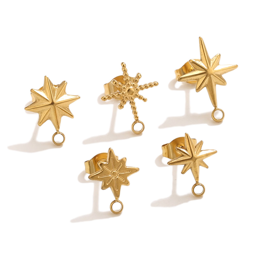 6pcs Stainless Steel Star Earr - مراجعة Body Jewelry Gold وسعره
