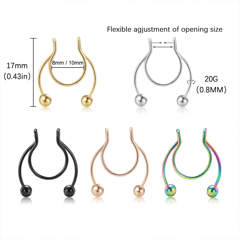 20G Fake Nose Rings Hoop Clip- - مراجعة Body Jewelry Septum وسعره