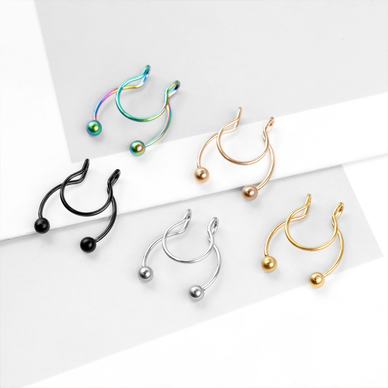 20G Fake Nose Rings Hoop Clip- - مراجعة Body Jewelry Septum وسعره