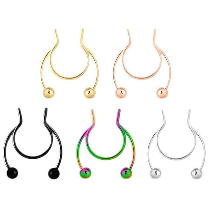 20G Fake Nose Rings Hoop Clip- - مراجعة Body Jewelry Septum وسعره