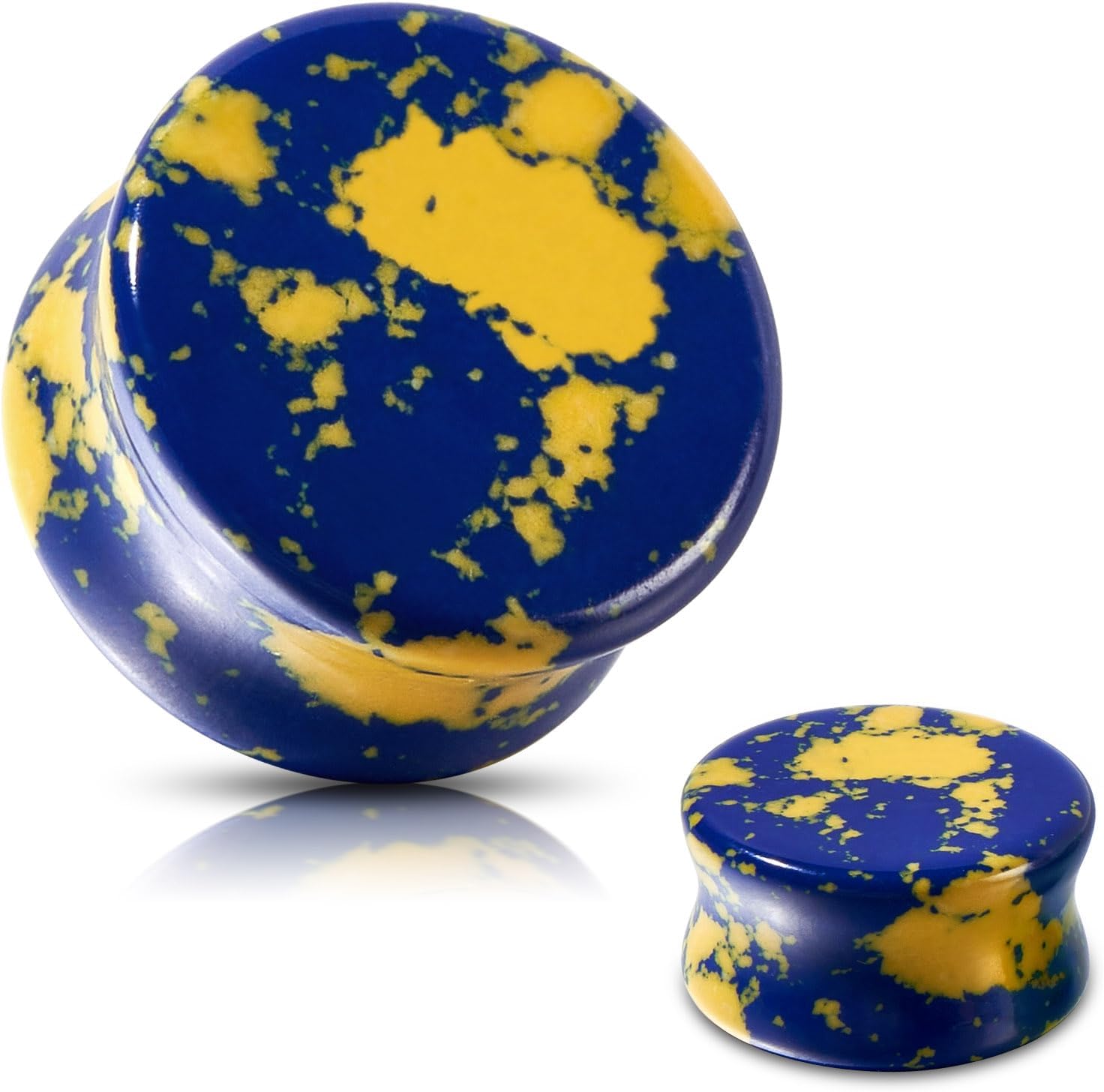 Stone Ear Gauges Plugs Saddle  - مراجعة Yellow Body Jewelry وسعره