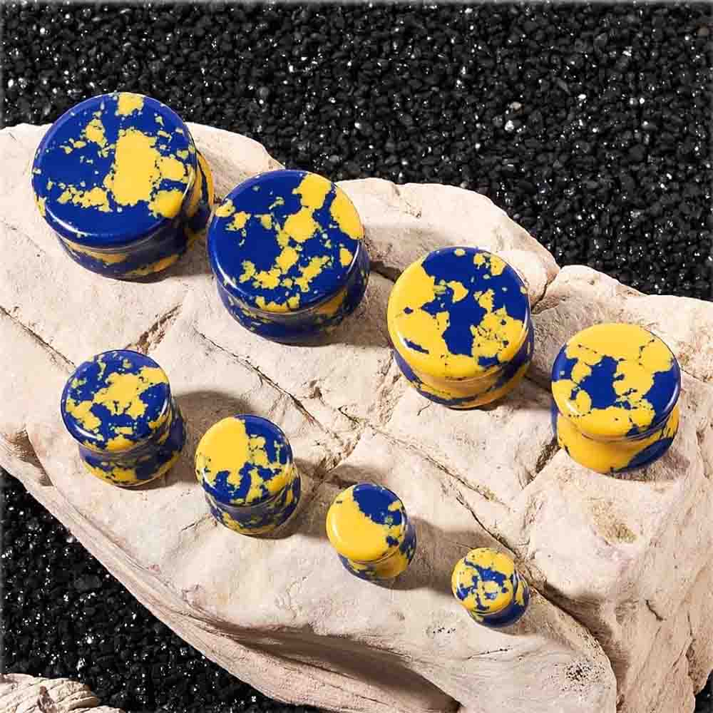 Stone Ear Gauges Plugs Saddle  - مراجعة Yellow Body Jewelry وسعره
