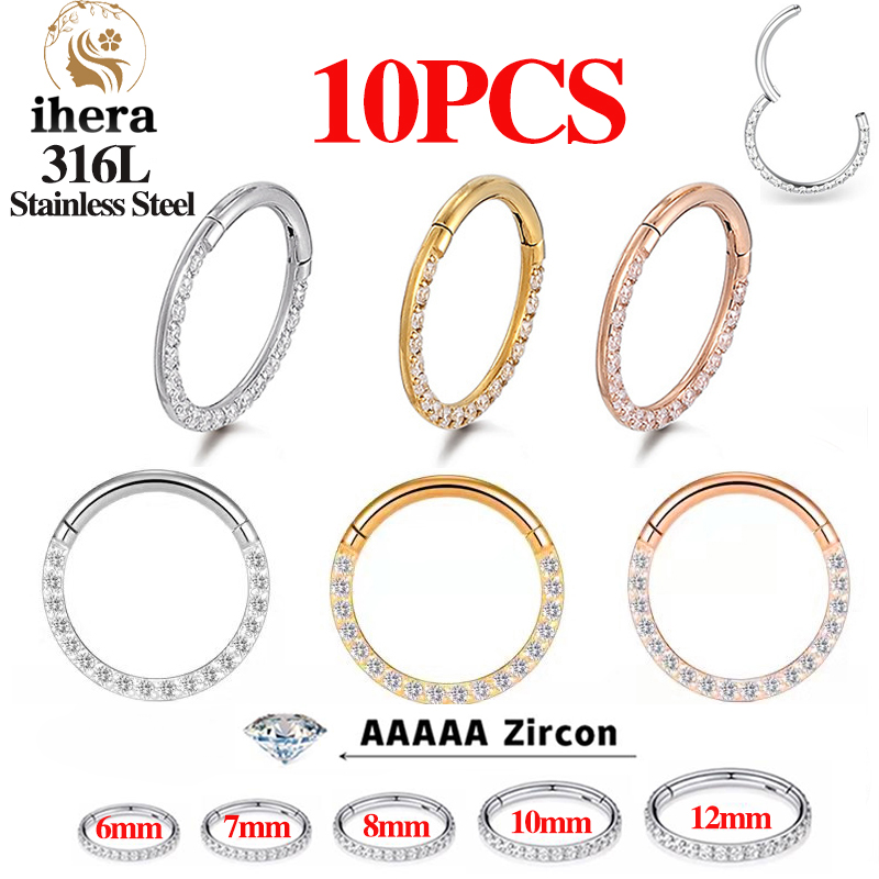 1/10PCS Stainless Steel Nose R - مراجعة Body Jewelry Septum وسعره