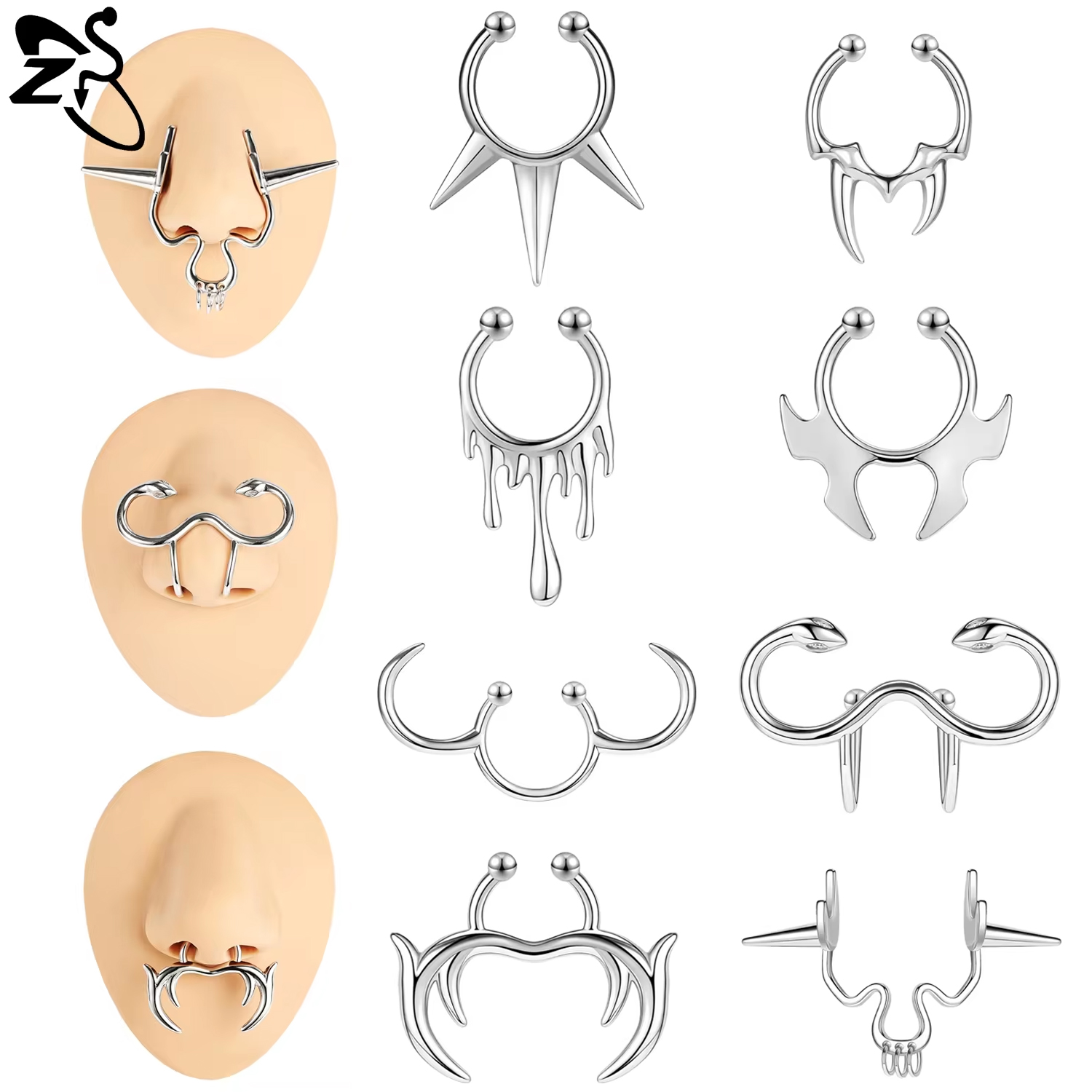 ZS 1 Piece Punk Stlye Fake Sep - مراجعة Body Jewelry Septum وسعره