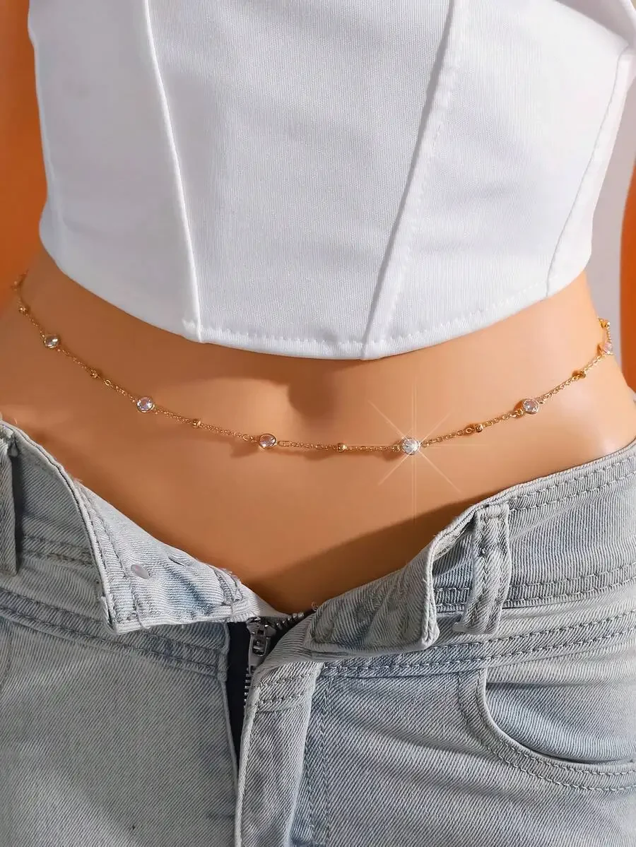 1pc Women's Crystal Chain Wais - مراجعة Body Jewelry Waist Chains وسعره