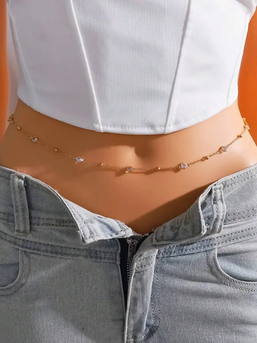 1pc Women's Crystal Chain Wais - مراجعة Body Jewelry Waist Chains وسعره