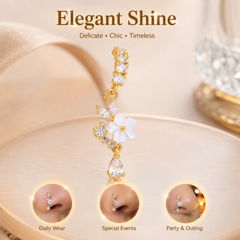 Stylish Floral Zircon Nose Hoo - مراجعة Body Jewelry Septum وسعره