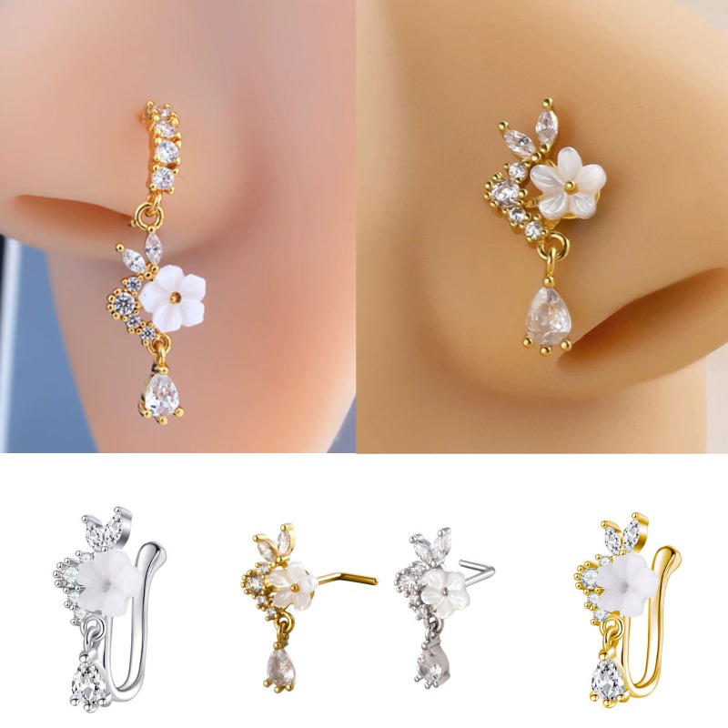 Stylish Floral Zircon Nose Hoo - مراجعة Body Jewelry Septum وسعره