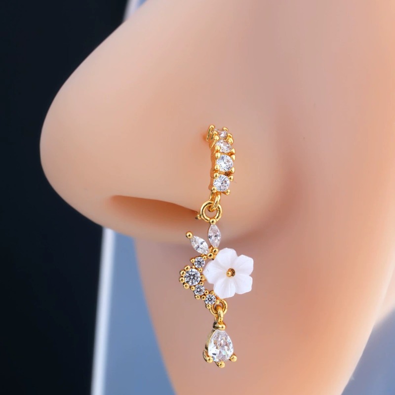 Stylish Floral Zircon Nose Hoo - مراجعة Body Jewelry Septum وسعره