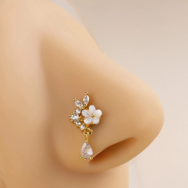 Stylish Floral Zircon Nose Hoo - مراجعة Body Jewelry Septum وسعره