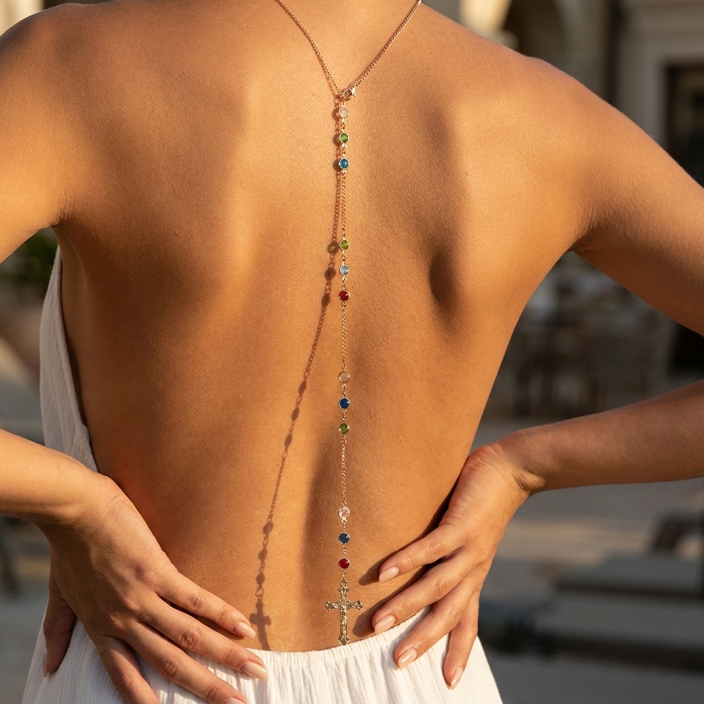 Minimalist Cross Crystal Back  - مراجعة Body Jewelry Gold وسعره