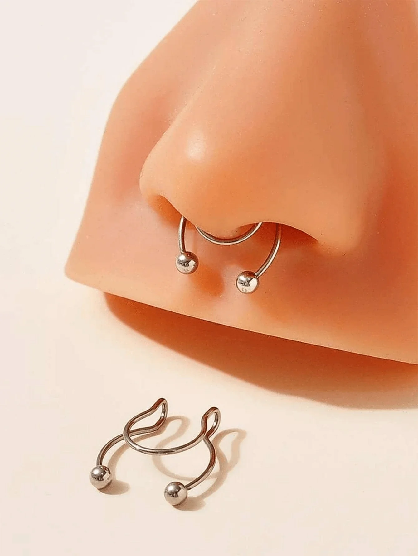 2pcs Stainless Steel Clip-On N - مراجعة Body Jewelry Septum وسعره